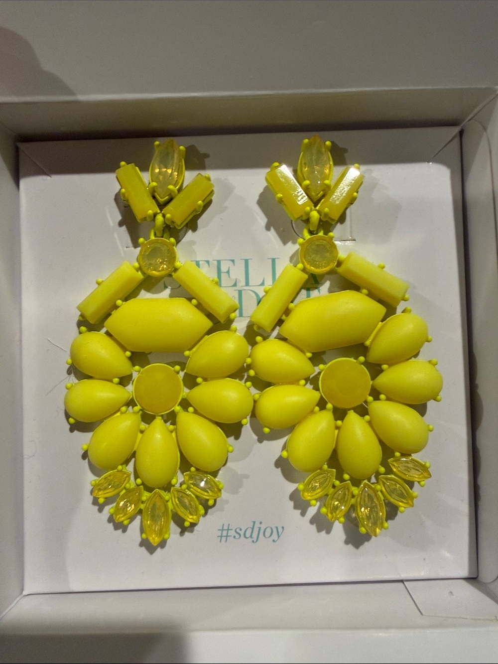 Stella & Dot Yellow Statement Flower Drop Earrings